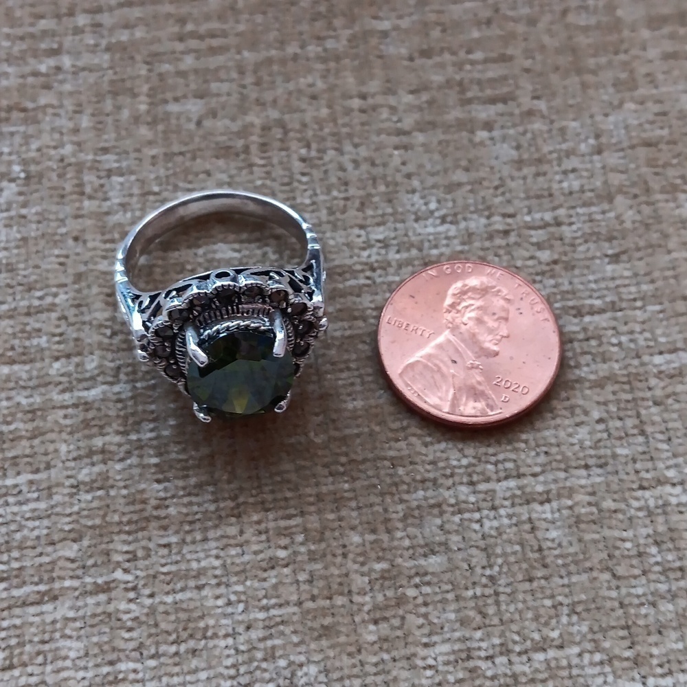 Silver Four Prong Setting Multi Faceted Glass Or … - image 7